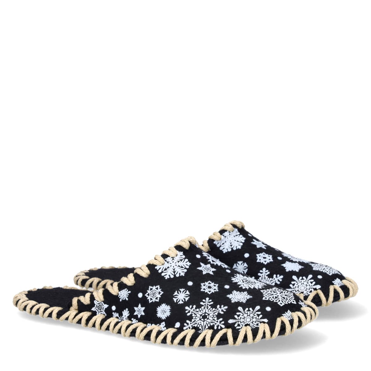 Papuci de casă FETRU Snowflake, Negru/Bej